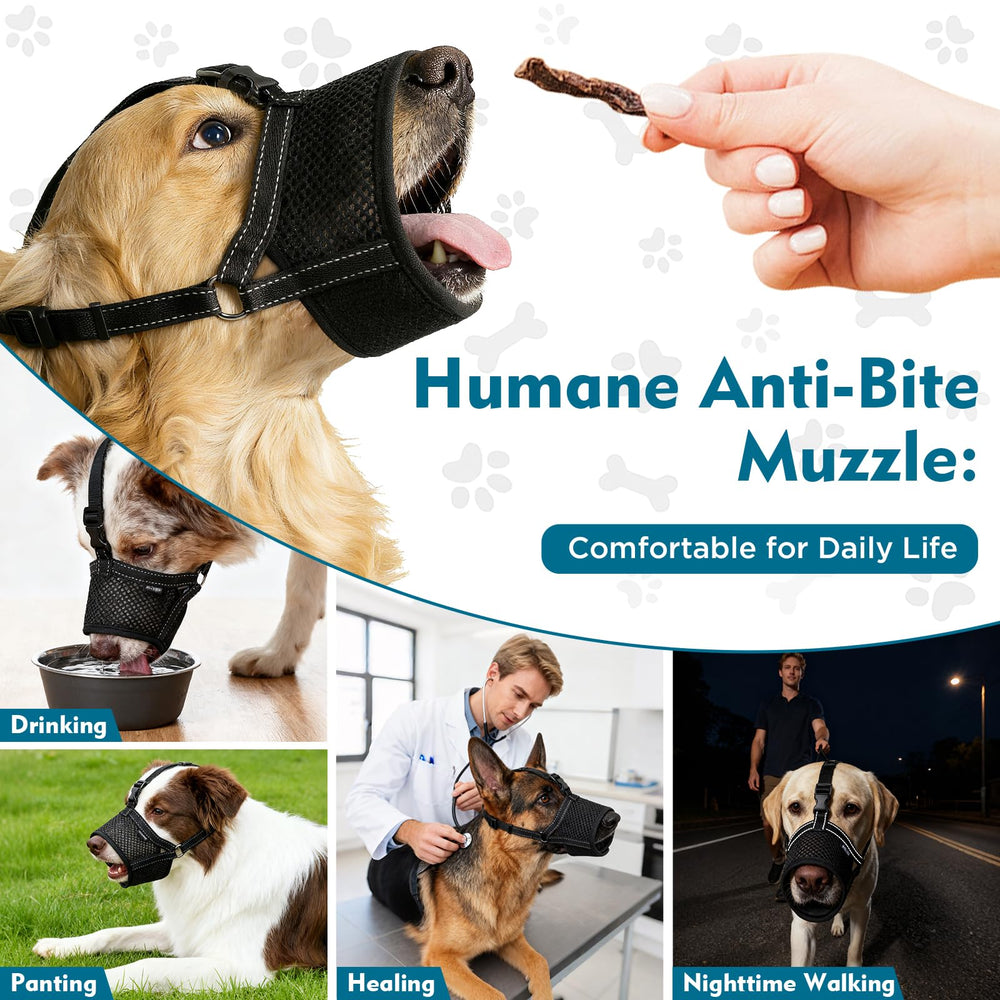 SuplutuX muzzle helping reduce barking and scavenging during strolls