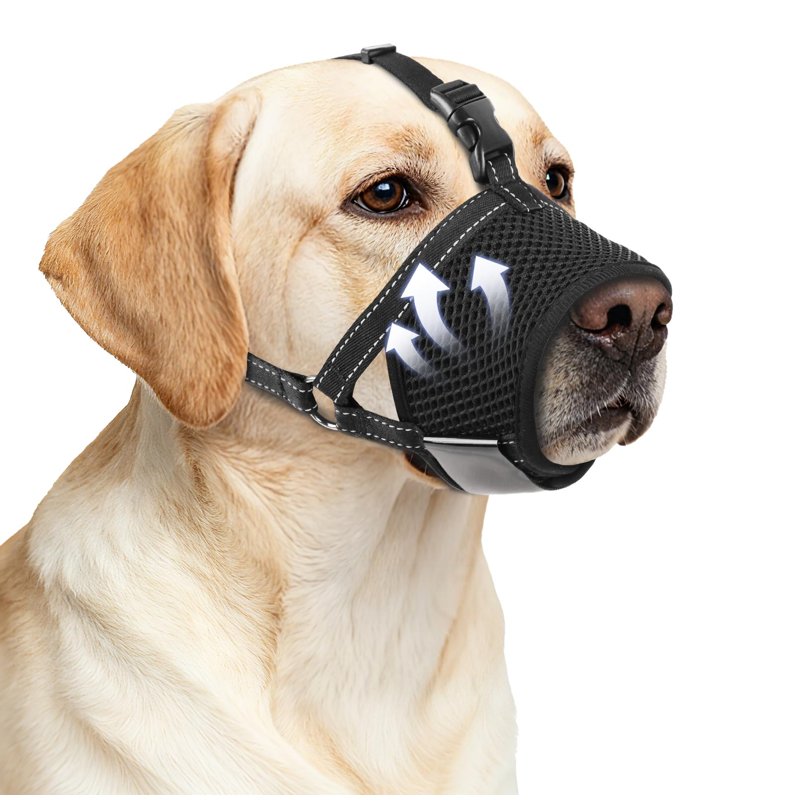 SuplutuX large dog muzzle in breathable mesh for all day comfort during training
