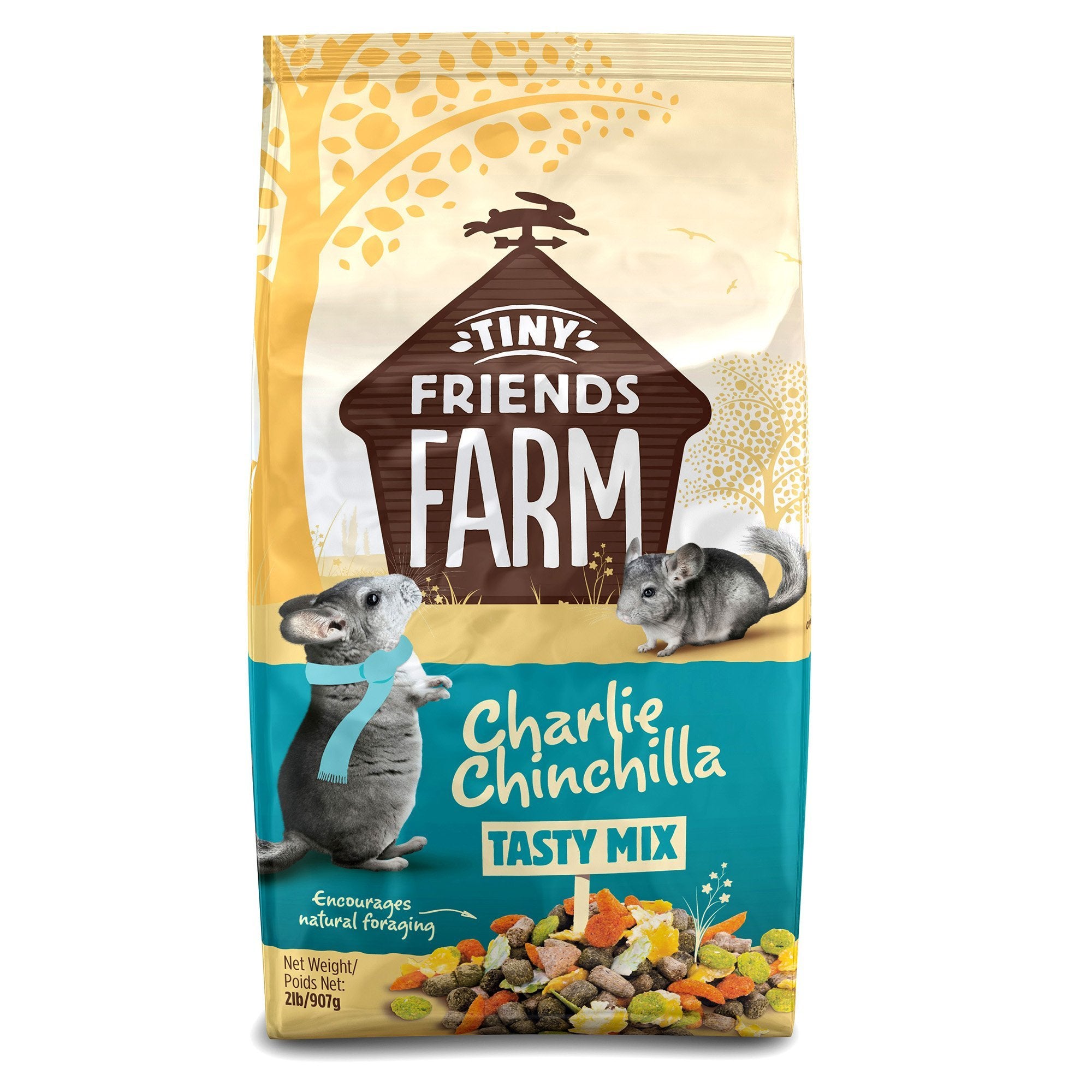 Supremepetfoods Charlie Chinchilla Food package showing a balanced diet for chinchillas.