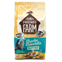 Supremepetfoods Charlie Chinchilla Food package showing a balanced diet for chinchillas.