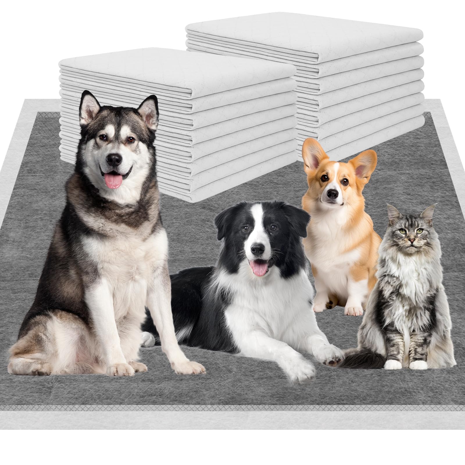 SUPRONLOVE charcoal puppy pads 36x51 outer-pack protects floors during potty training.