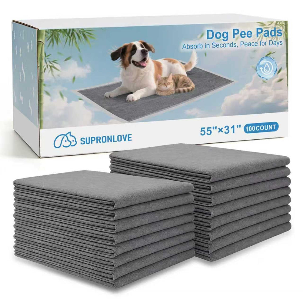 SUPRONLOVE Charcoal Puppy Pads 55x31 top view shows ultra-large coverage for training