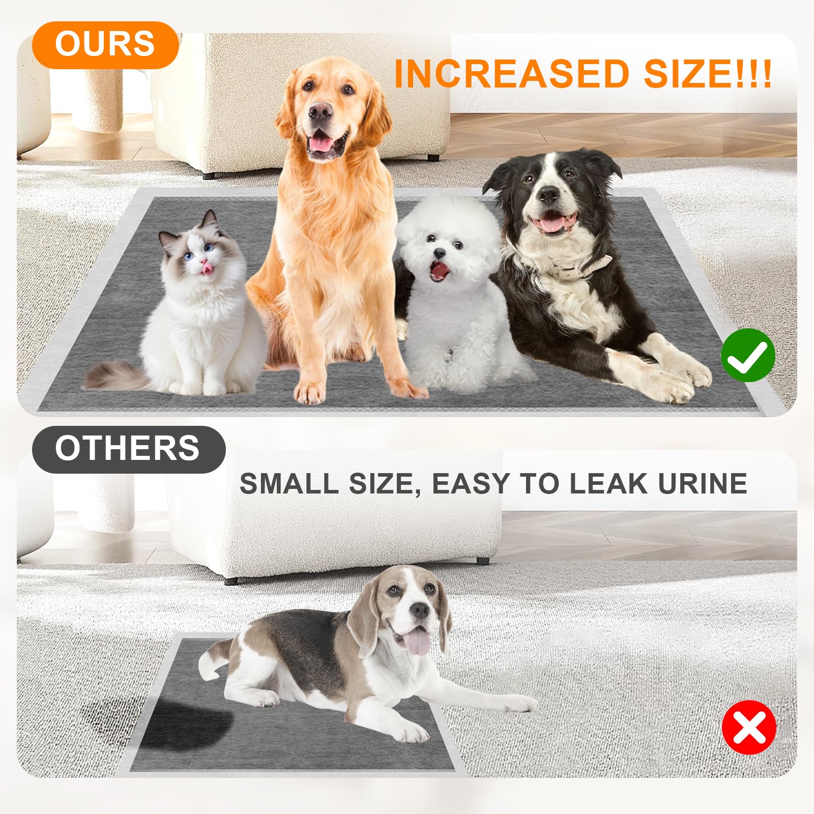 SUPRONLOVE charcoal puppy pads versatile uses for dogs cats rabbits and more.