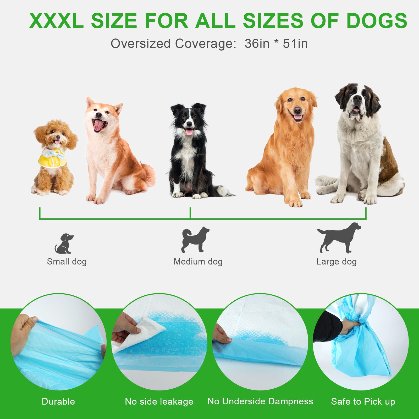 SUPRONLOVE Pee Pad with polymer layers prevents leaks and keeps surfaces dry
