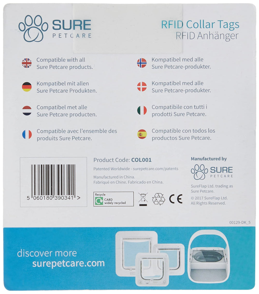 SureFlap SureFeed tag with unique code enhancing door security.