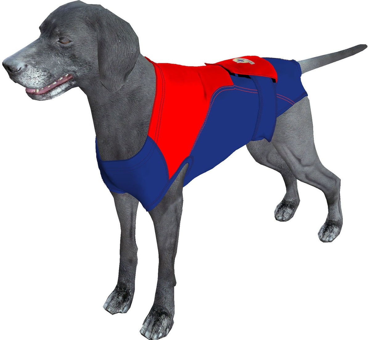 SurgiSnuggly front view of the dog surgical recovery suit for post‑op comfort