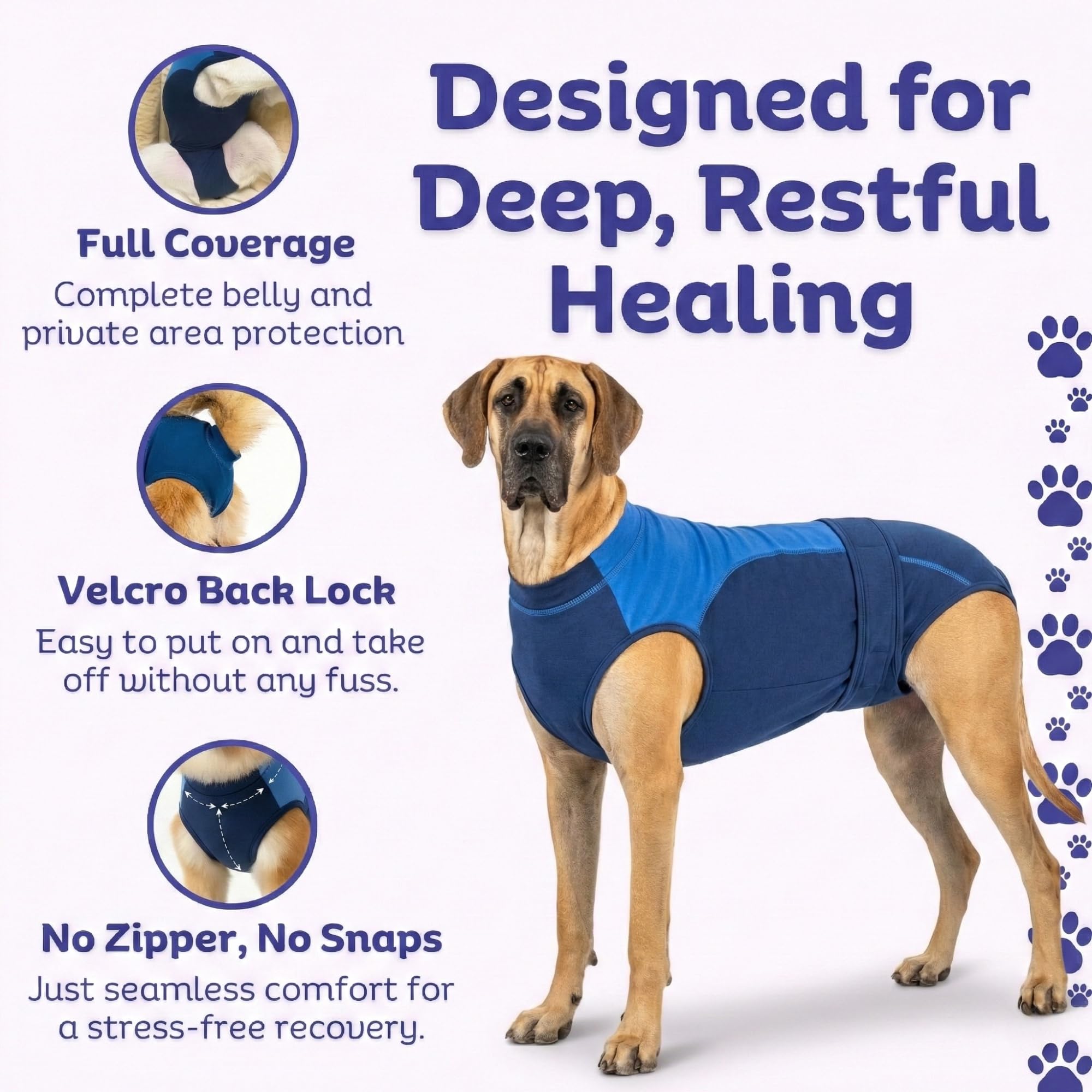 Surgi~Snuggly breathable fabric keeps dogs comfortable after surgery