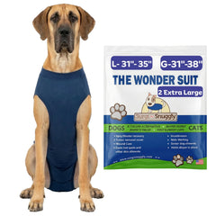 Surgi~Snuggly dog surgery suit front coverage for post-op protection