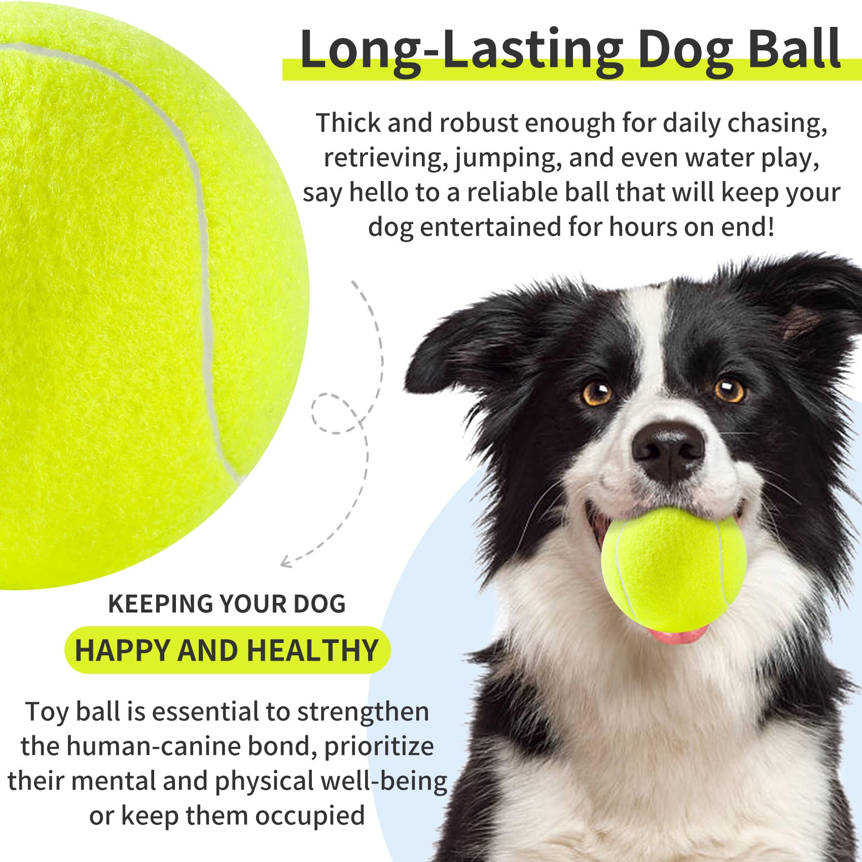 Susu & Wuwu bright-colored tennis ball, easy to spot during backyard games.