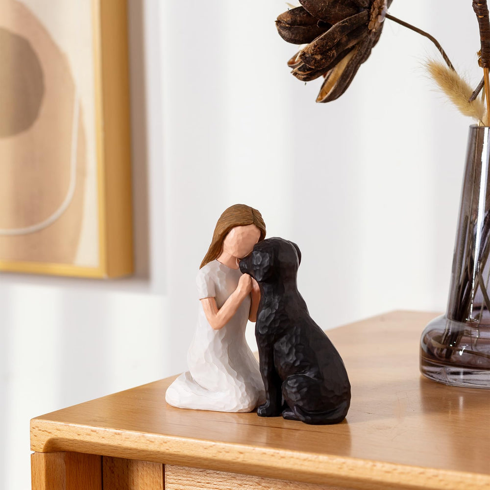 SUTIMAS black dog memorial figurine on shelf display