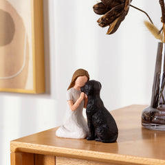 SUTIMAS black dog memorial figurine on shelf display