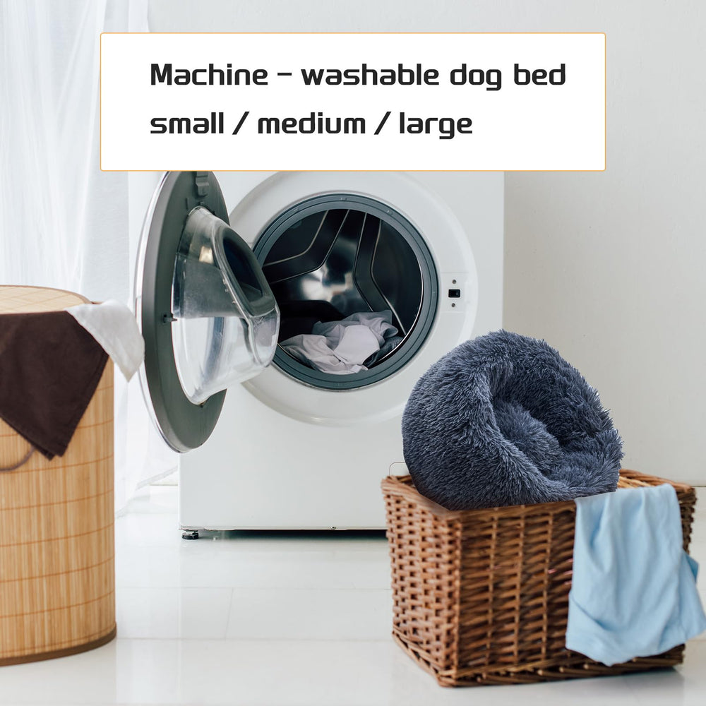SUVAMJAM Comfort Donut Bed in living room with a pet.