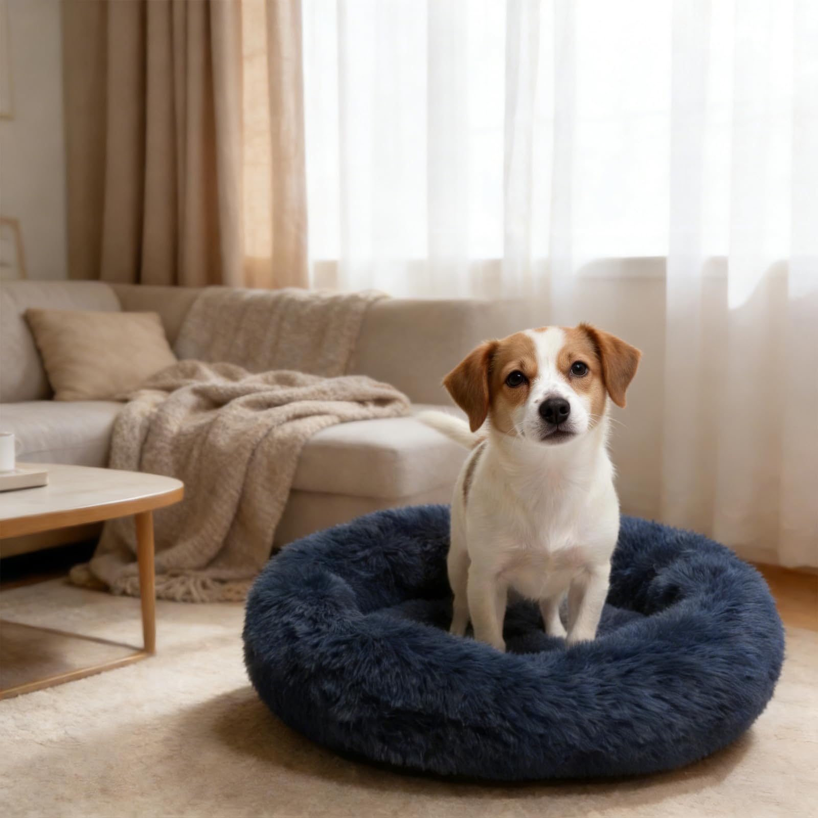 SUVAMJAM Comfort Donut Bed machine-washable tag visible.
