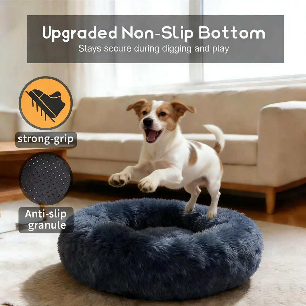 SUVAMJAM Comfort Donut Bed non-slip base keeps bed in place on floors.