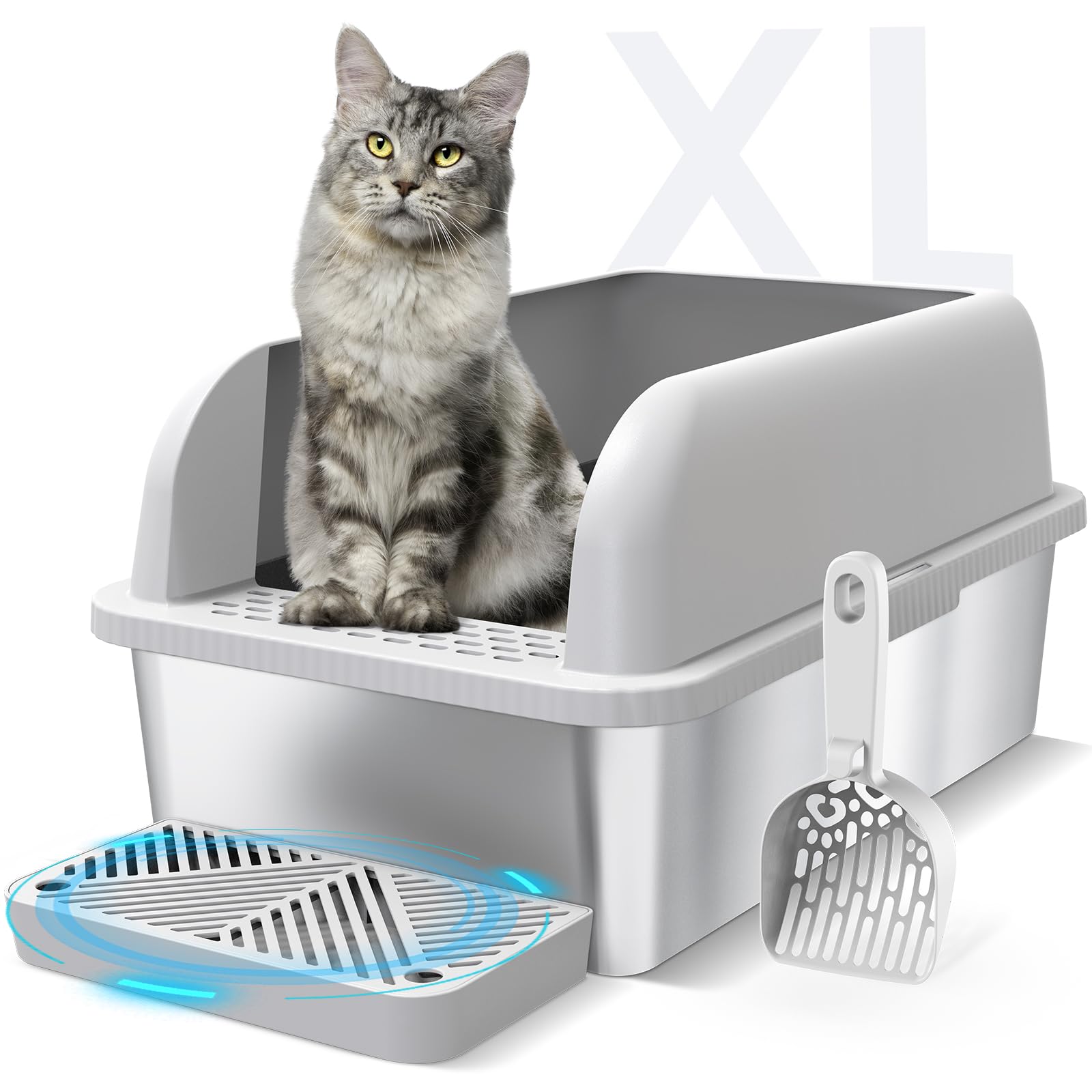Suzzipaws extra-large litter box with lid reduces mess and tracking