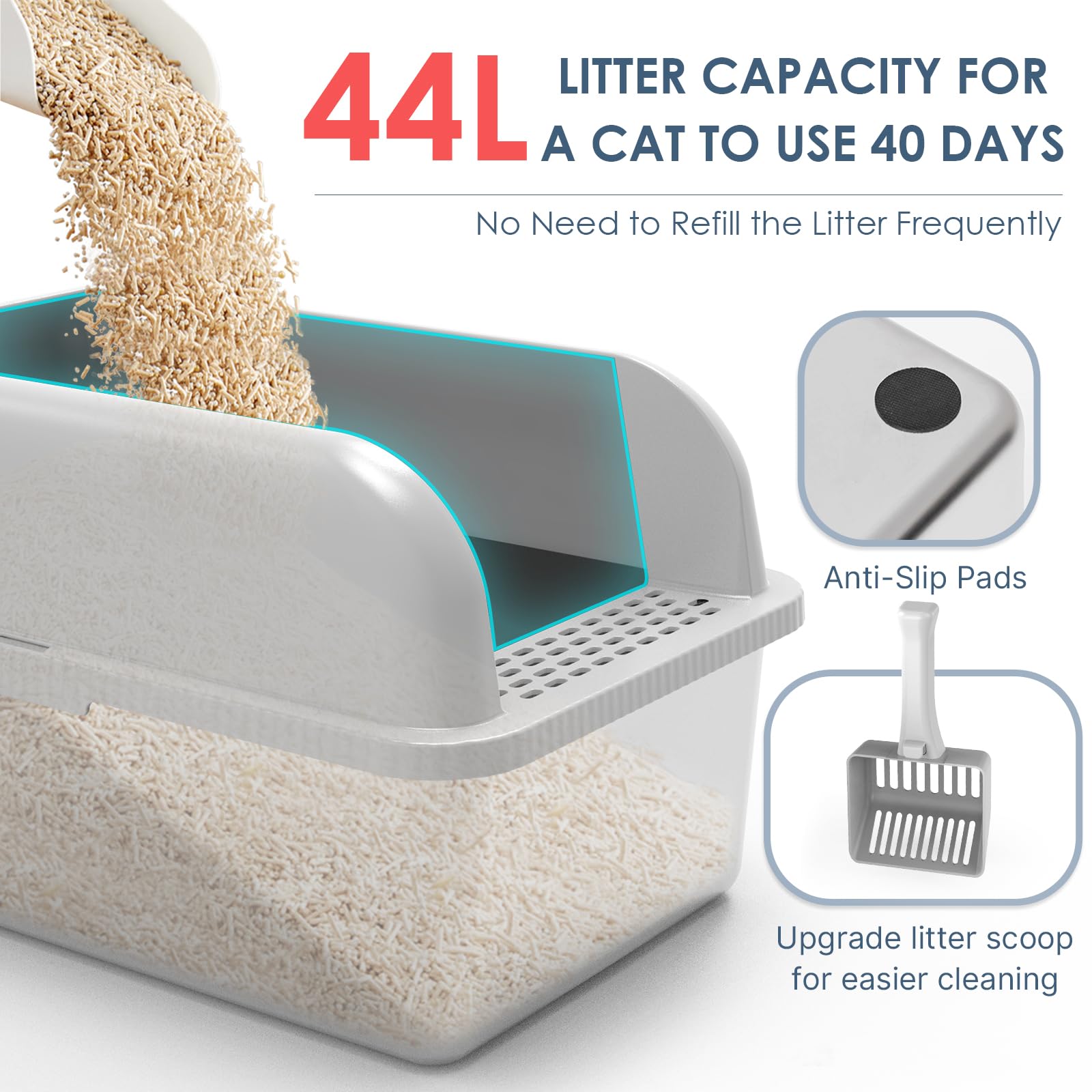 Suzzipaws footboard catches litter at exit to reduce mess