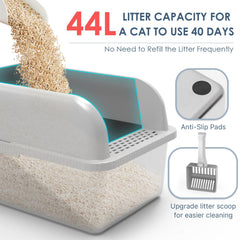 Suzzipaws footboard catches litter at exit to reduce mess