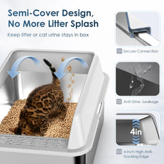 Suzzipaws high-sided design helps contain urine splashes and litter scatter.