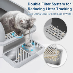 Suzzipaws high-sides enclosure keeps litter contained with large cats