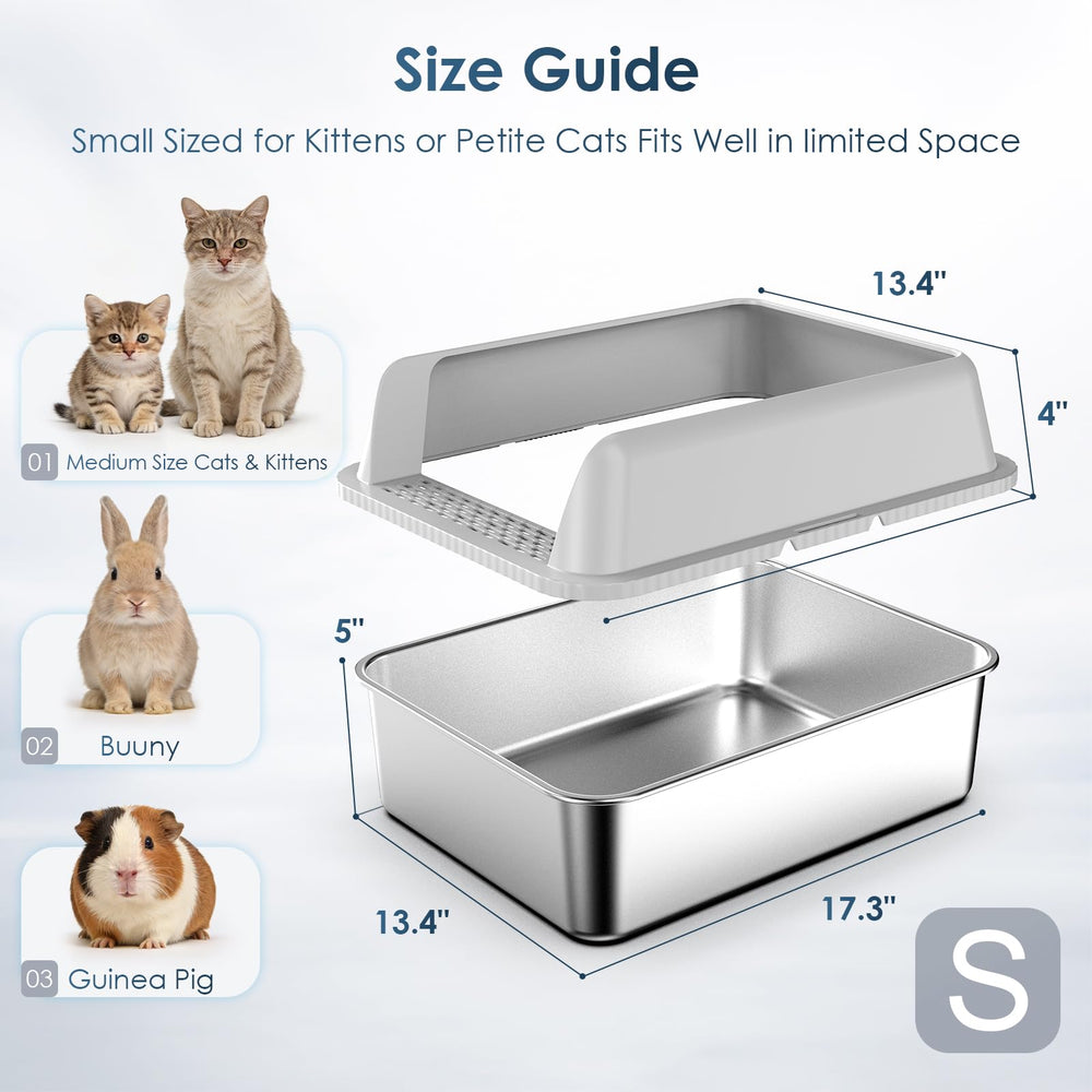 Suzzipaws litter box side view showing tall, high sides.