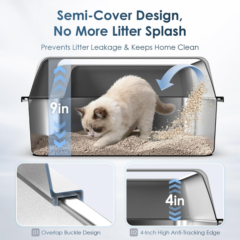 Suzzipaws litter box splash shield preventing messes and spray.