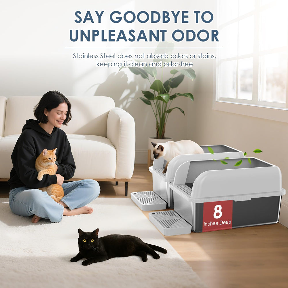 Suzzipaws stainless steel litter box surface easy to clean