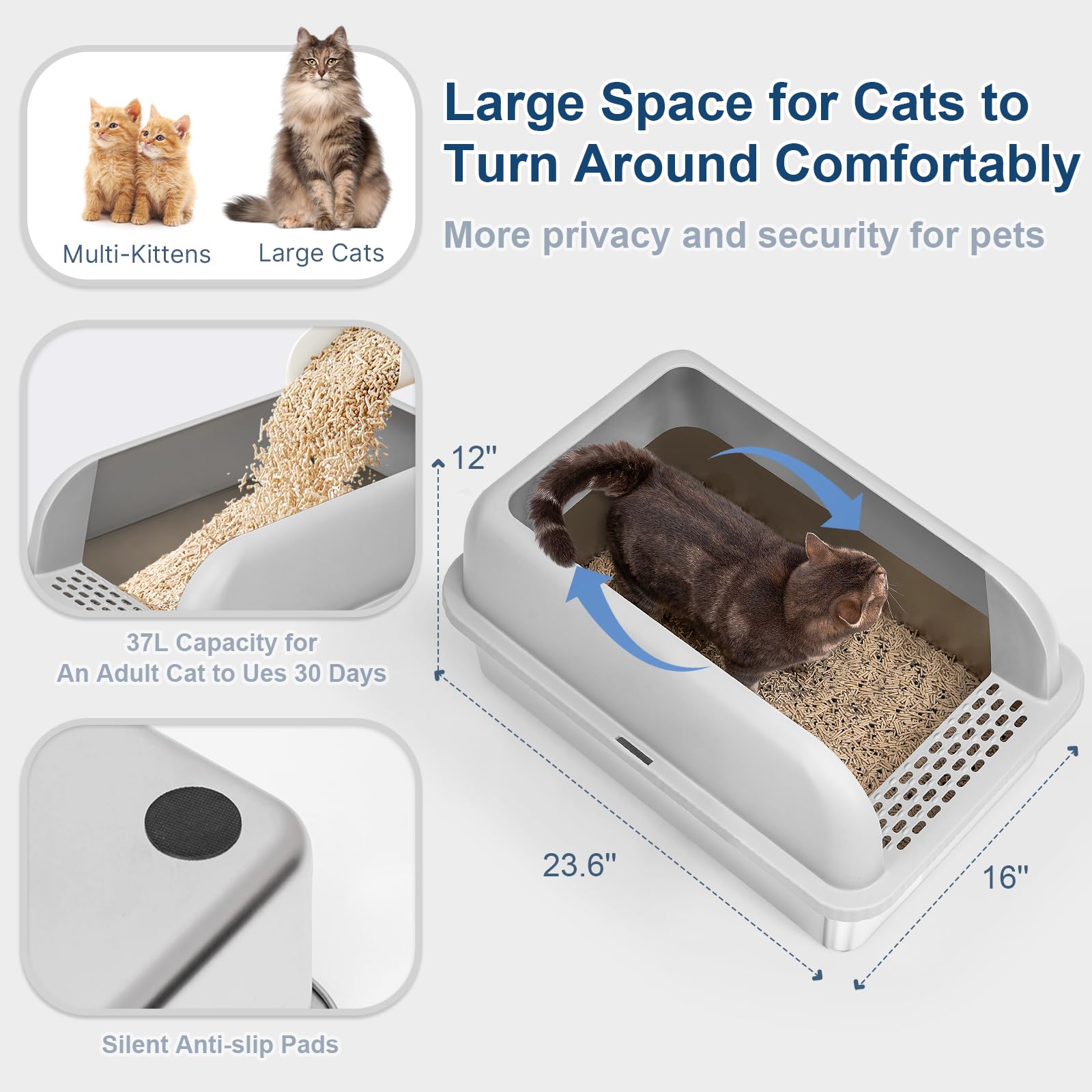 Suzzipaws top lid and filter entry trap stray litter effectively