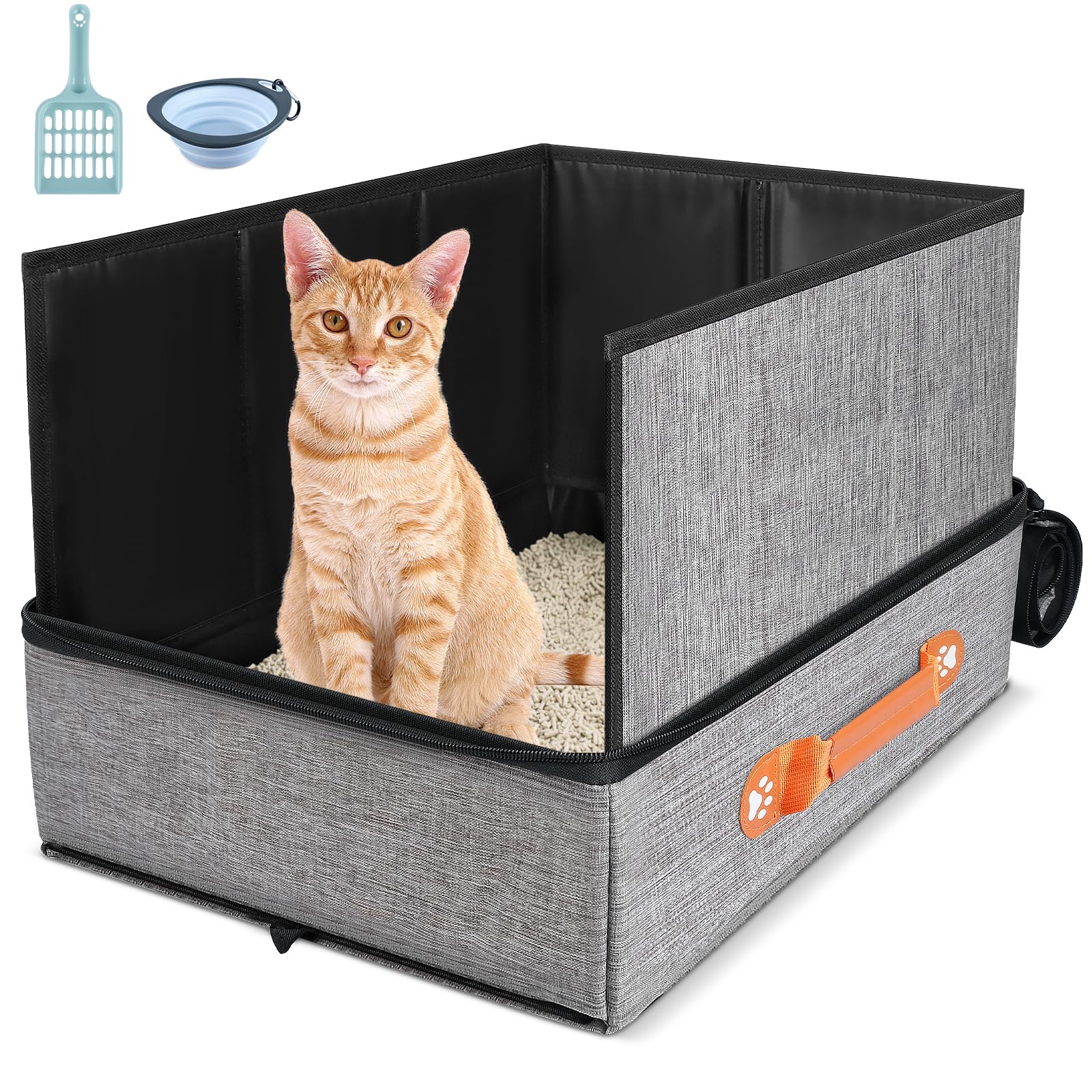 Suzzipaws travel litter box with collapsible design for easy packing on trips.