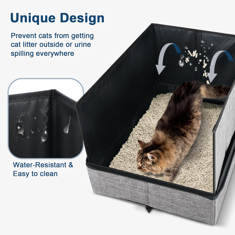 Suzzipaws travel litter box with leak-proof bottom protects luggage from spills.