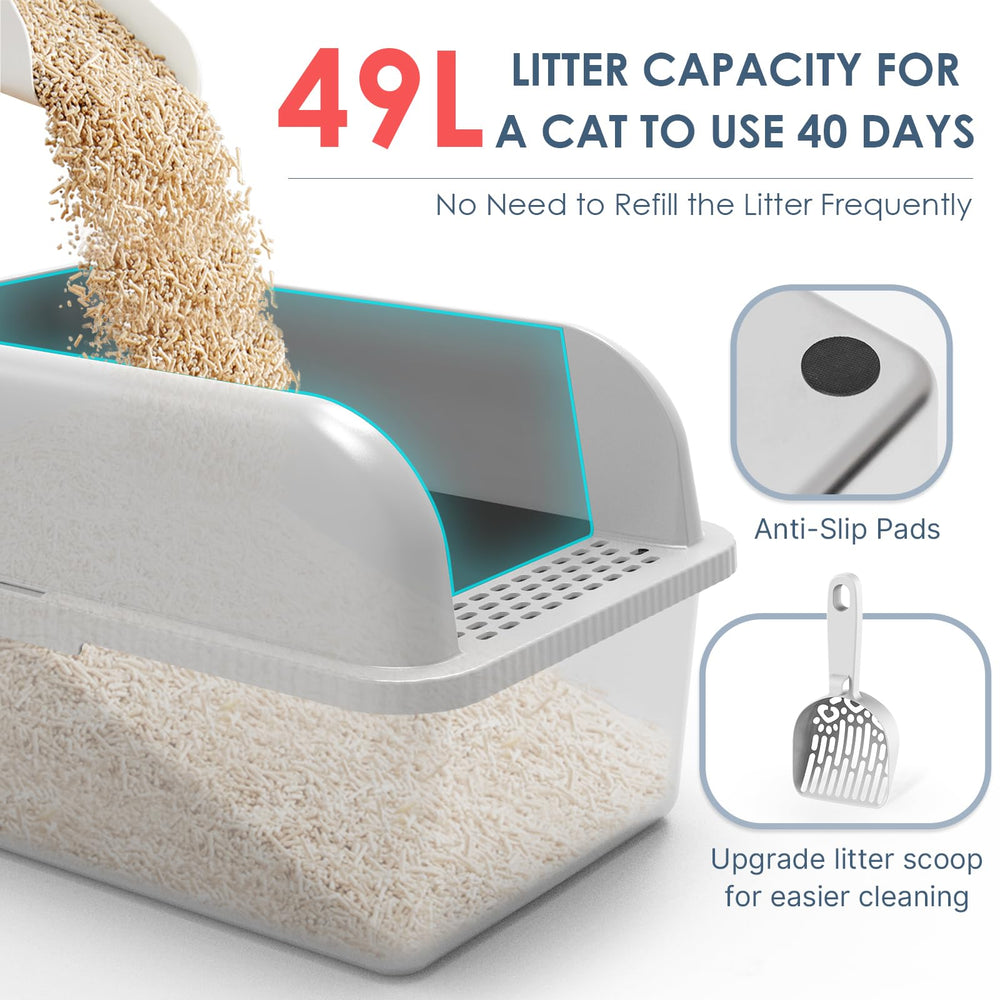 Suzzipaws XL litter pan with high walls for big cats and multiple pets