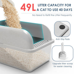Suzzipaws XL litter pan with high walls for big cats and multiple pets