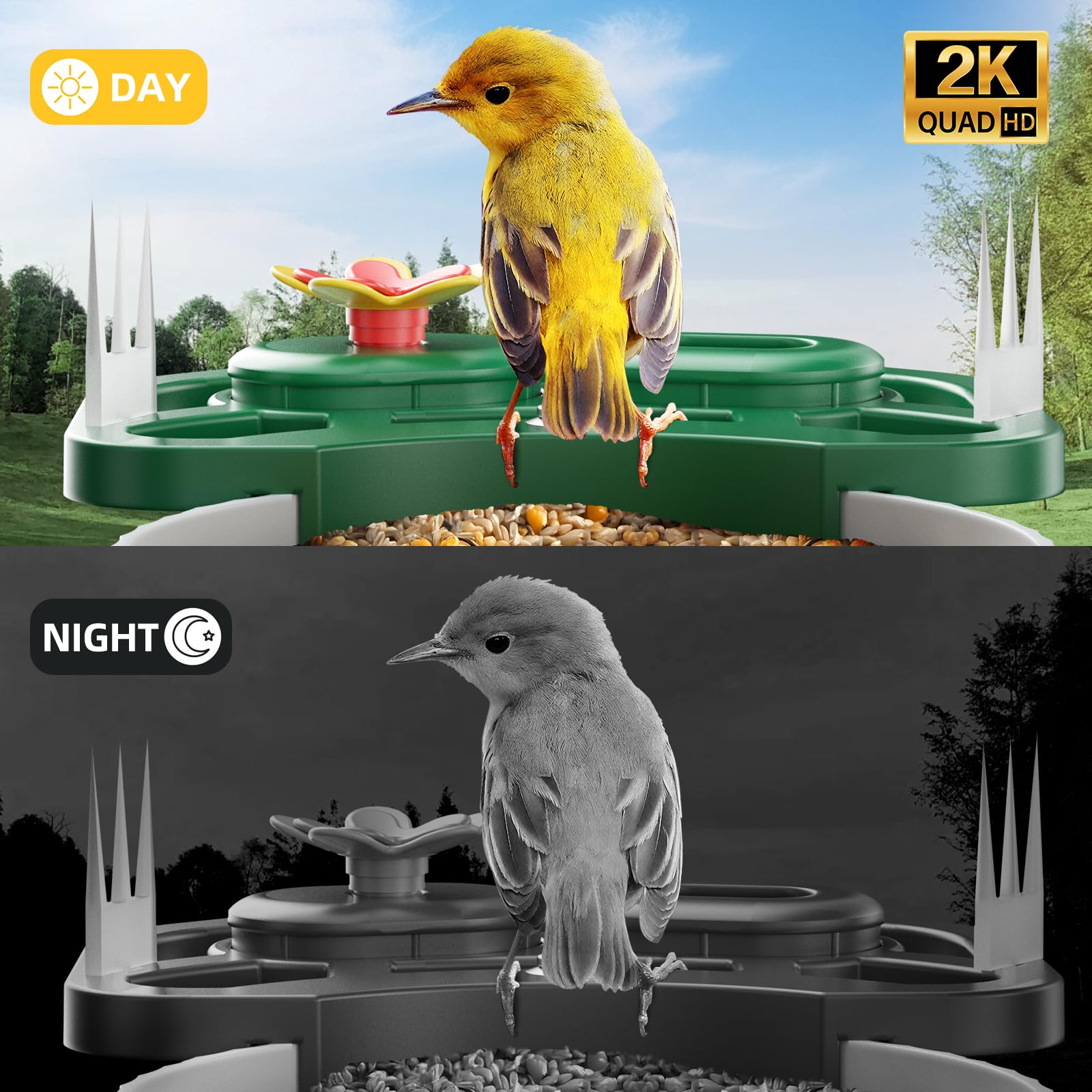SV3C Bird Feeder with nectar water and fruit addons attracts varied species