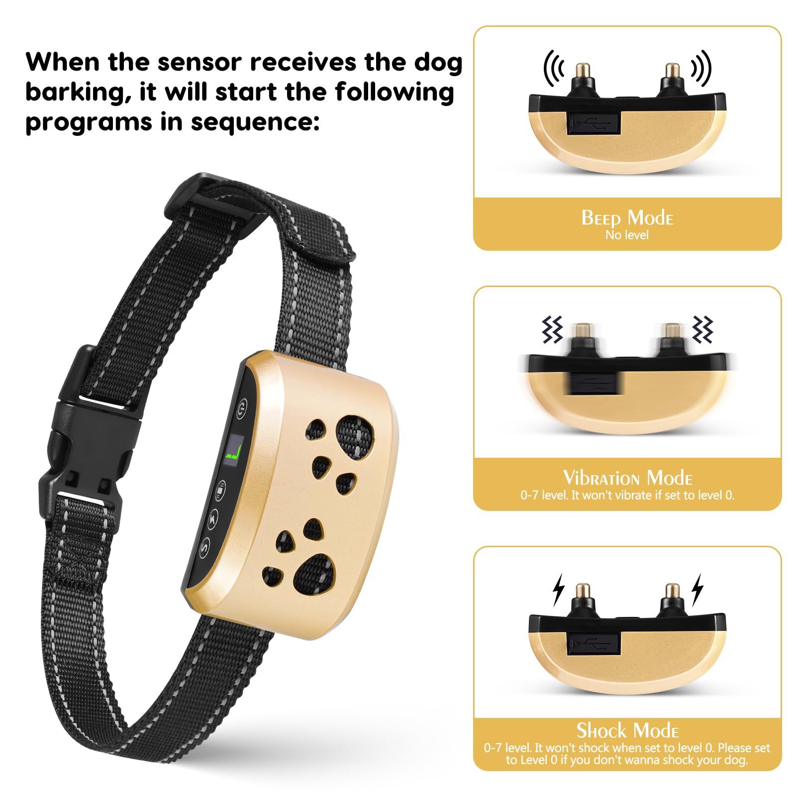 Svtrat bark collar safety mode indicator signals temporary pause after bursts