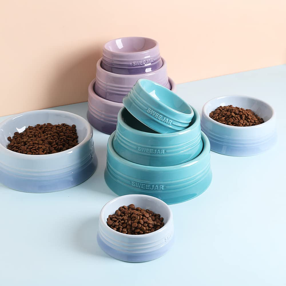 Sweejar ceramic pet bowl is microwave safe and easy to clean