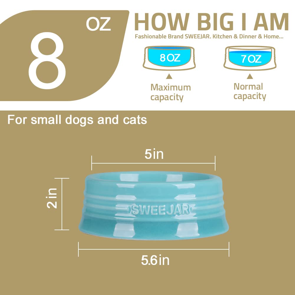 Sweejar compact 8oz gradient dog bowl ideal for small dogs and kittens.