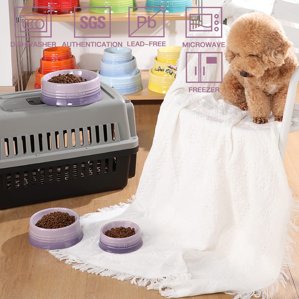 Sweejar porcelain dog bowl with non-slip base keeps meals steady.