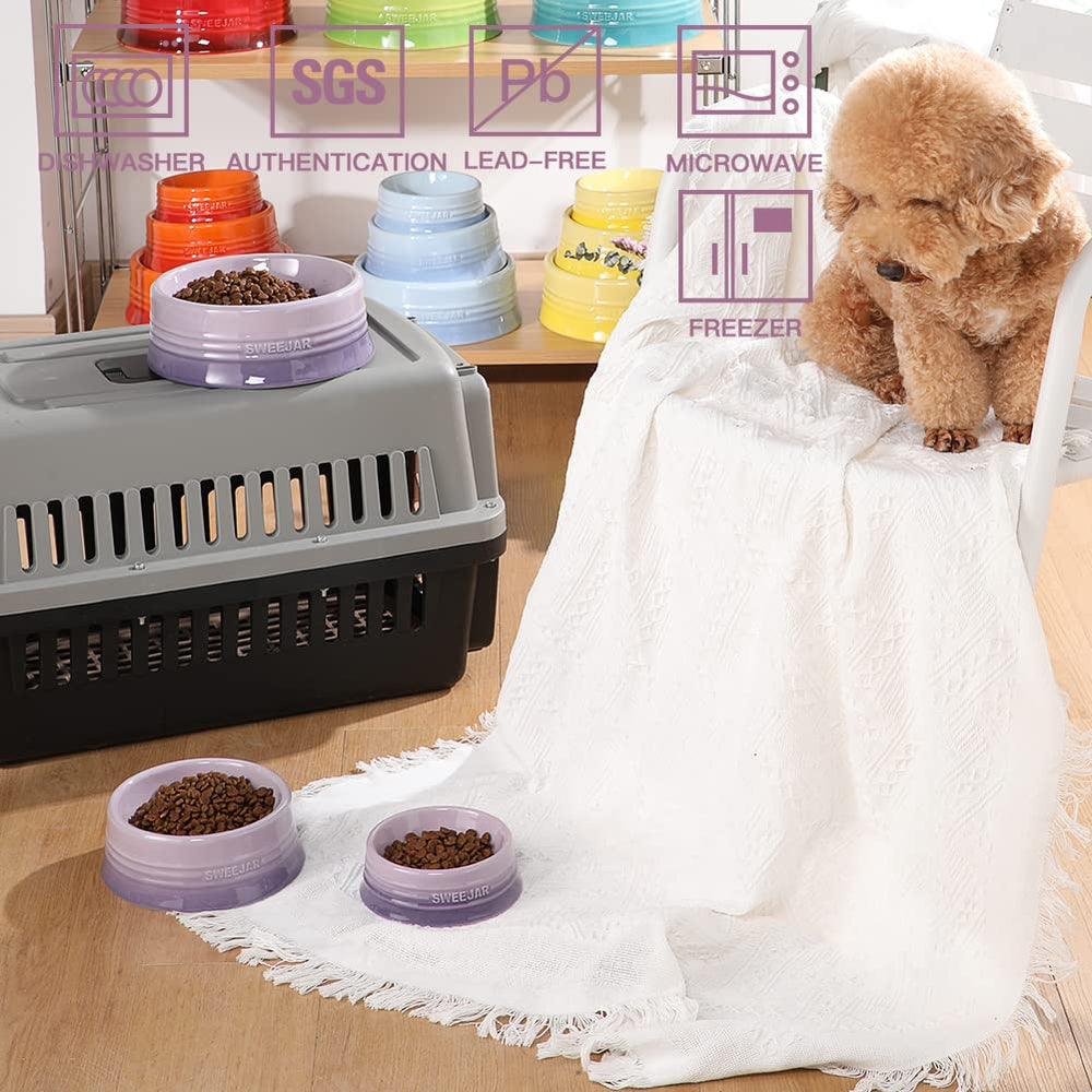 Sweejar porcelain dog bowl with non-slip base keeps meals steady.