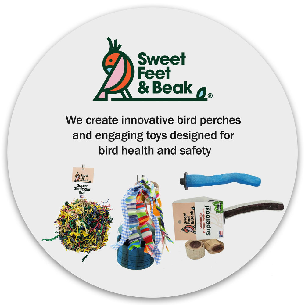 Sweet Feet and Beak shredder ball keeps birds engaged in shredding adventures