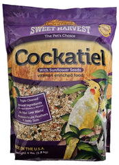 Sweet Harvest cockatiel seed mix bag for premium feeding.