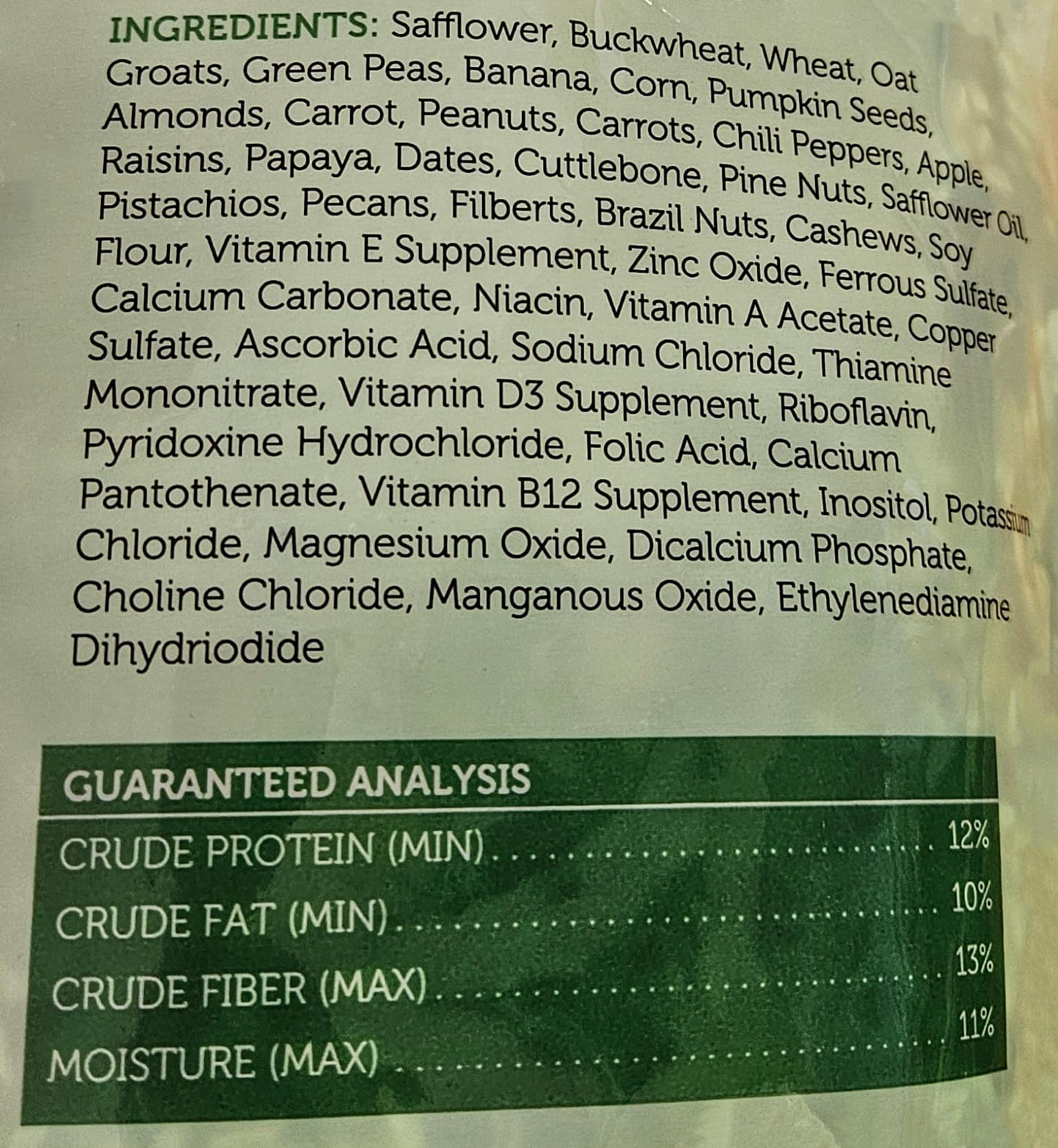 Sweet Harvest fruit-and-nut-seed-mix offers variety and enrichment for parrots.