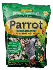 Sweet Harvest parrot food no-sunflower-seeds supports a balanced diet for parrots.