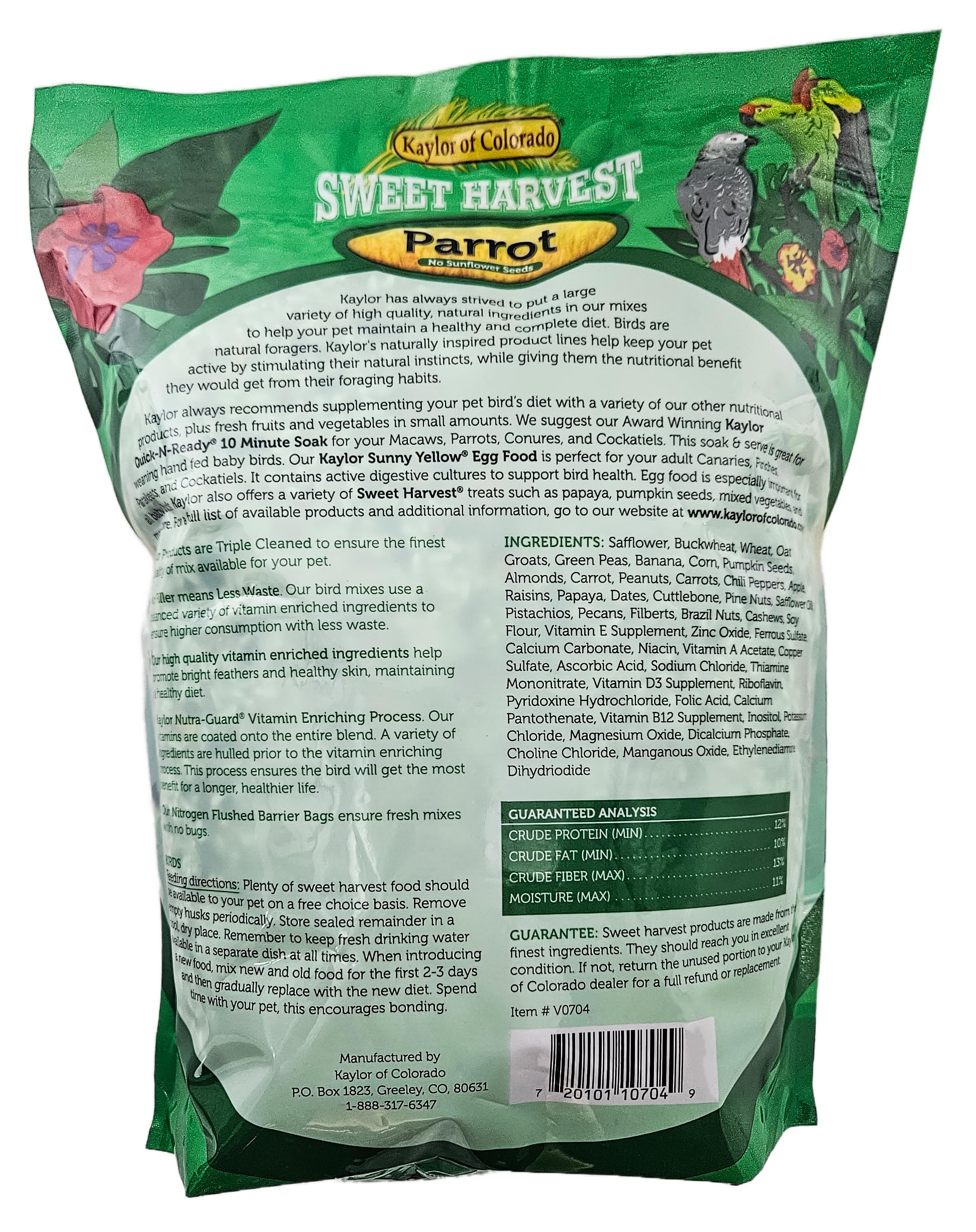 Sweet Harvest triple-cleaned-seed-mix keeps the feeding area cleaner and fresher.