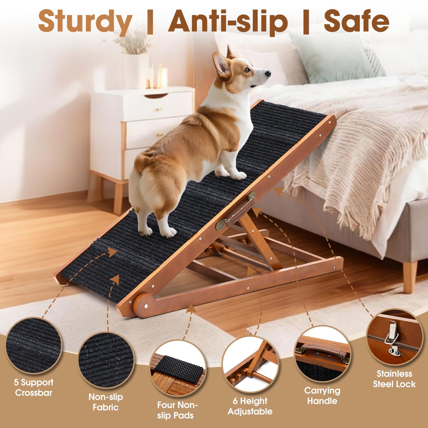 SweetBin ramp anti-slip surface ensures secure footing during climbs.