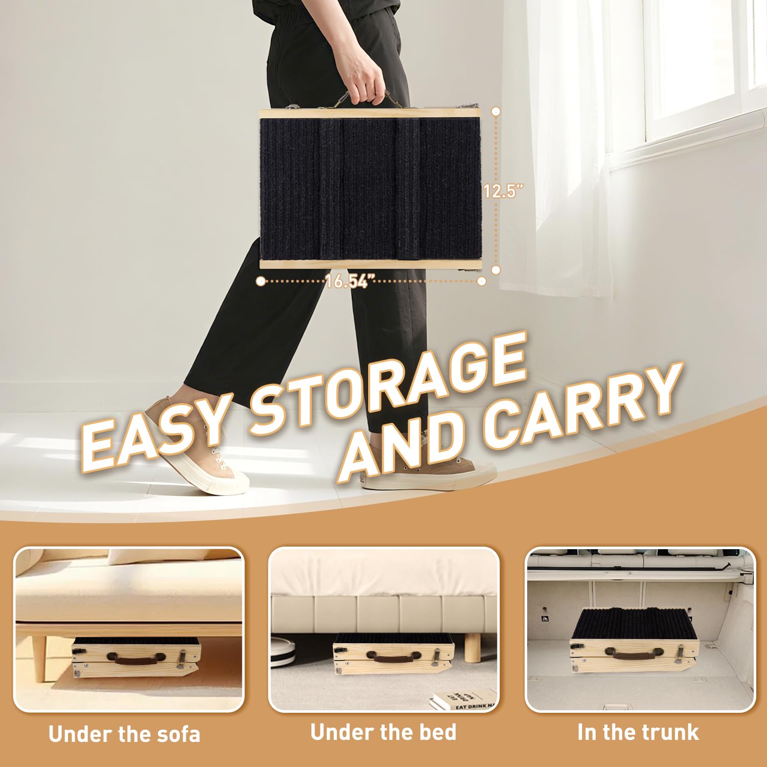 SweetBin dog ramp at 20-inch height supports higher furniture access.