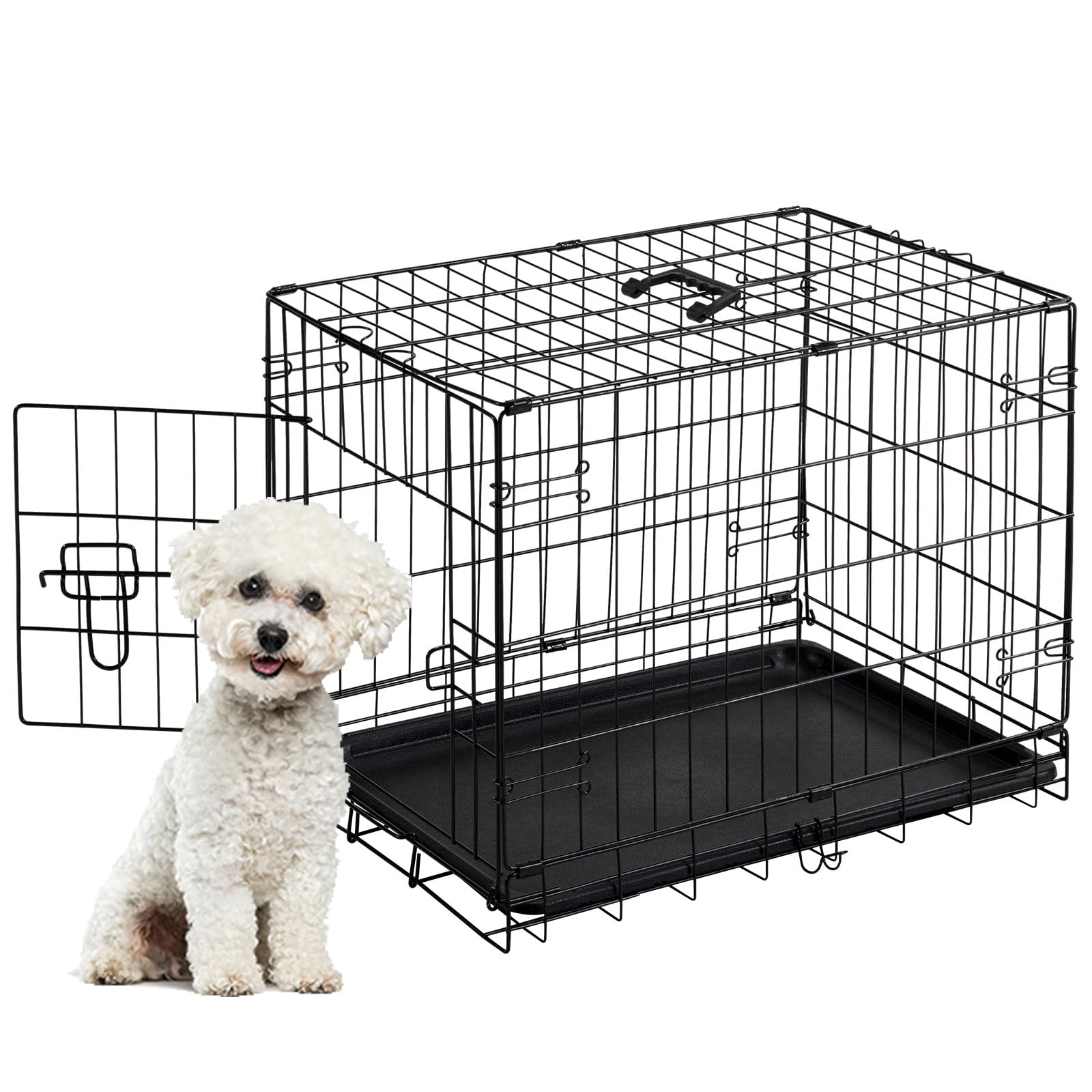 Sweetcrispy 24.4-inch dog crate with metal frame, sturdy daily use.