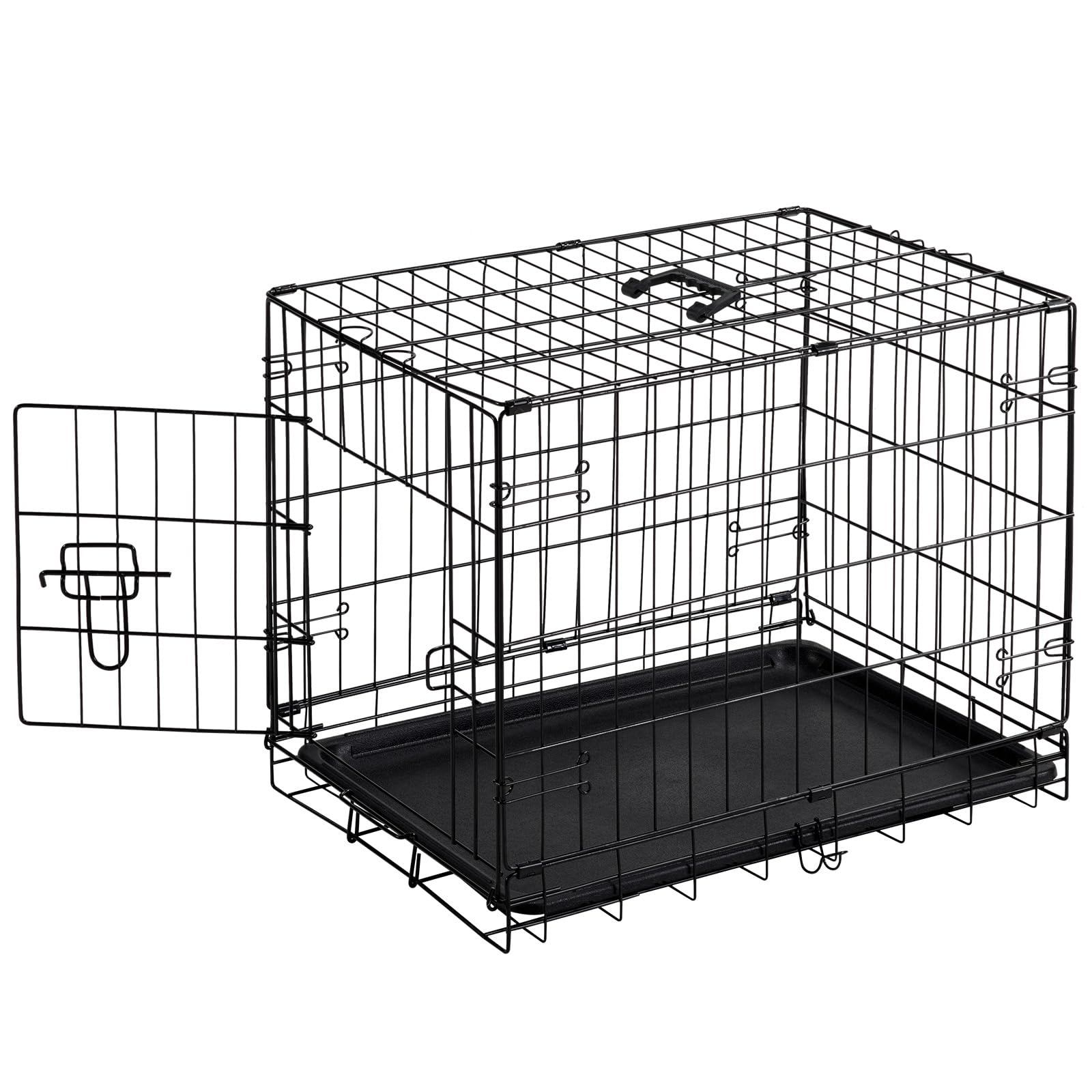 Sweetcrispy 24inch dog crate front view with a secure lock for safe containment.
