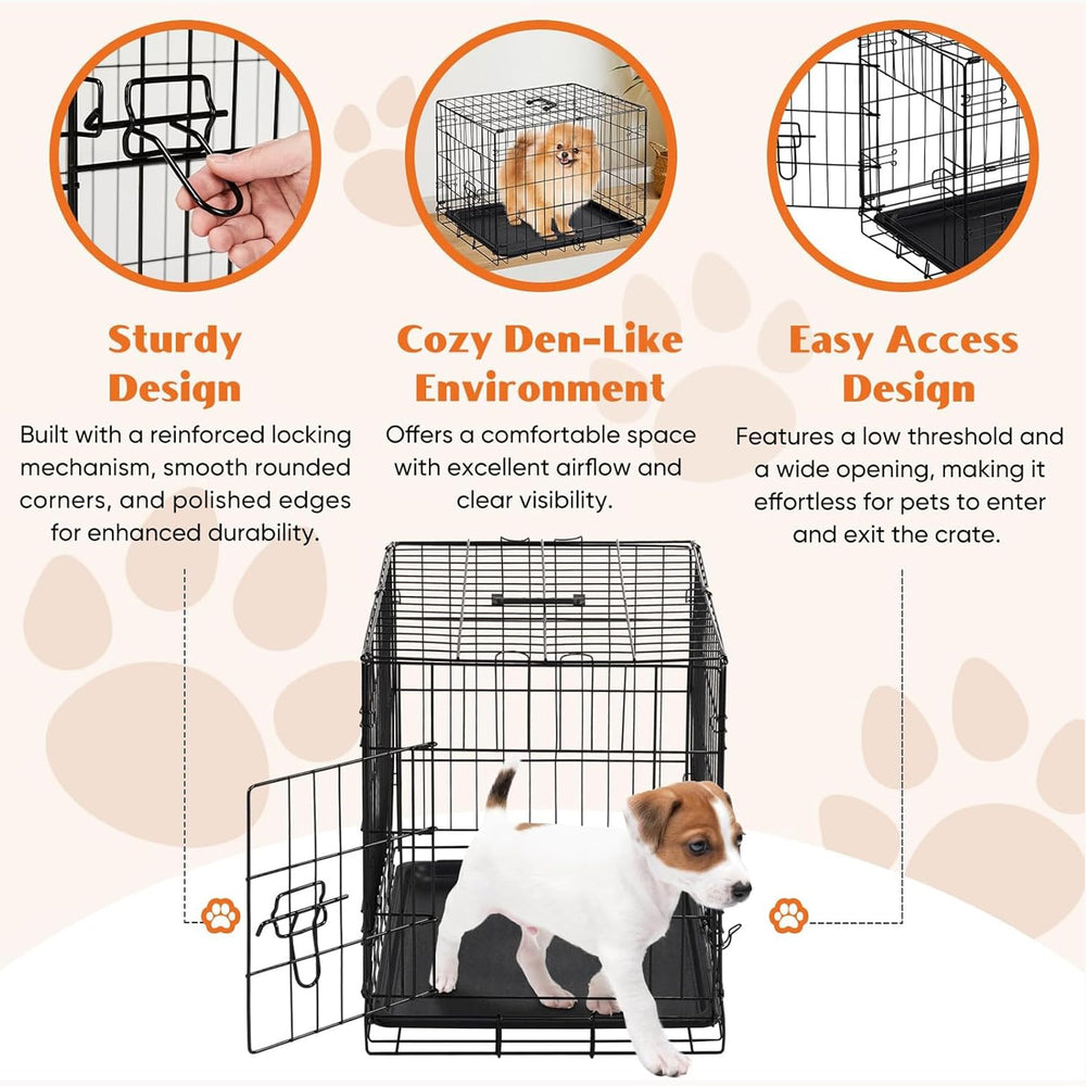 Sweetcrispy 24inch dog crate open tray for easy cleaning.