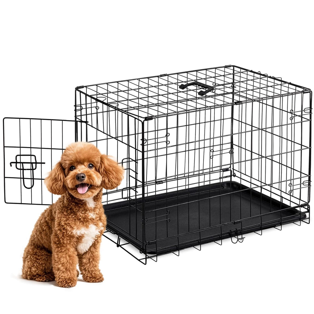 Sweetcrispy 30-inch crate front view shows sturdy metal frame for daily containment.