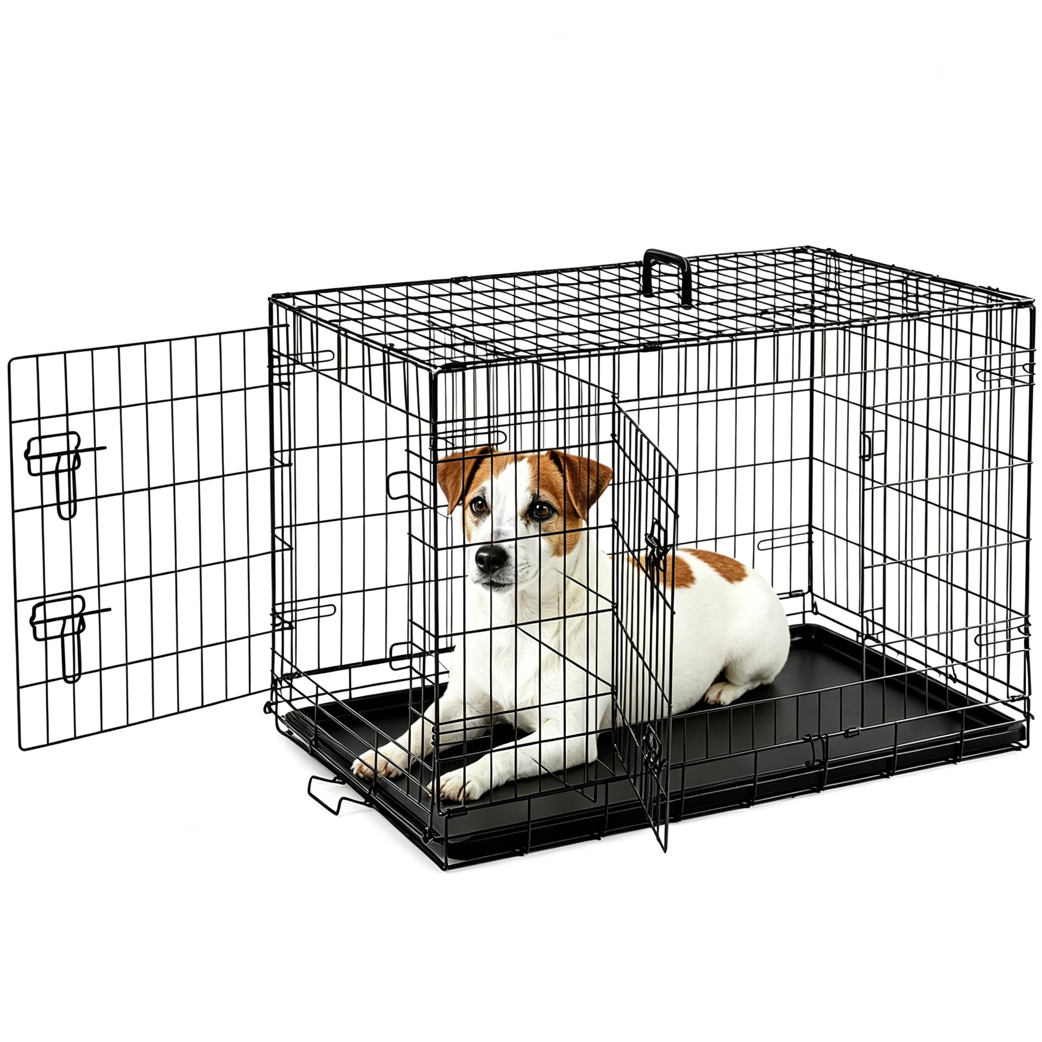 Sweetcrispy 36-inch crate with double doors for secure confinement and easy access.