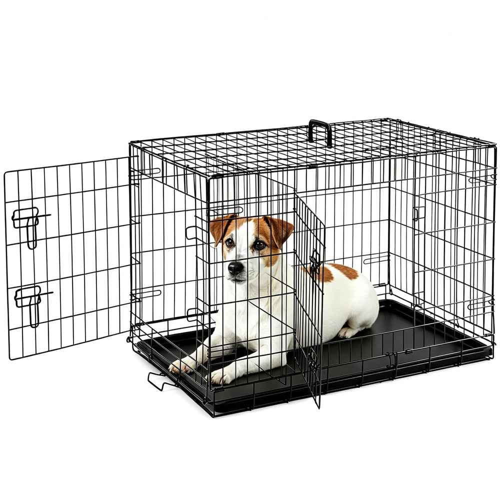 Sweetcrispy 36-inch crate with double doors for secure confinement and easy access.